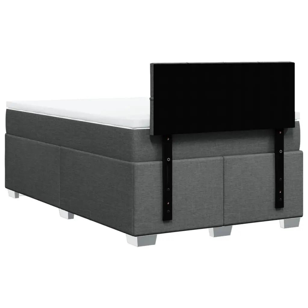 Double Box Spring Bed with Pocket Mattress Black Fabric Frame Bedroom Furniture