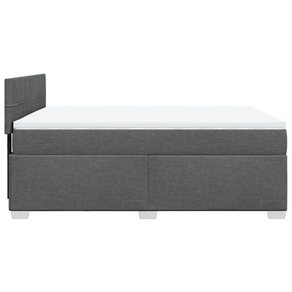Double Box Spring Bed with Pocket Mattress Black Fabric Frame Bedroom Furniture