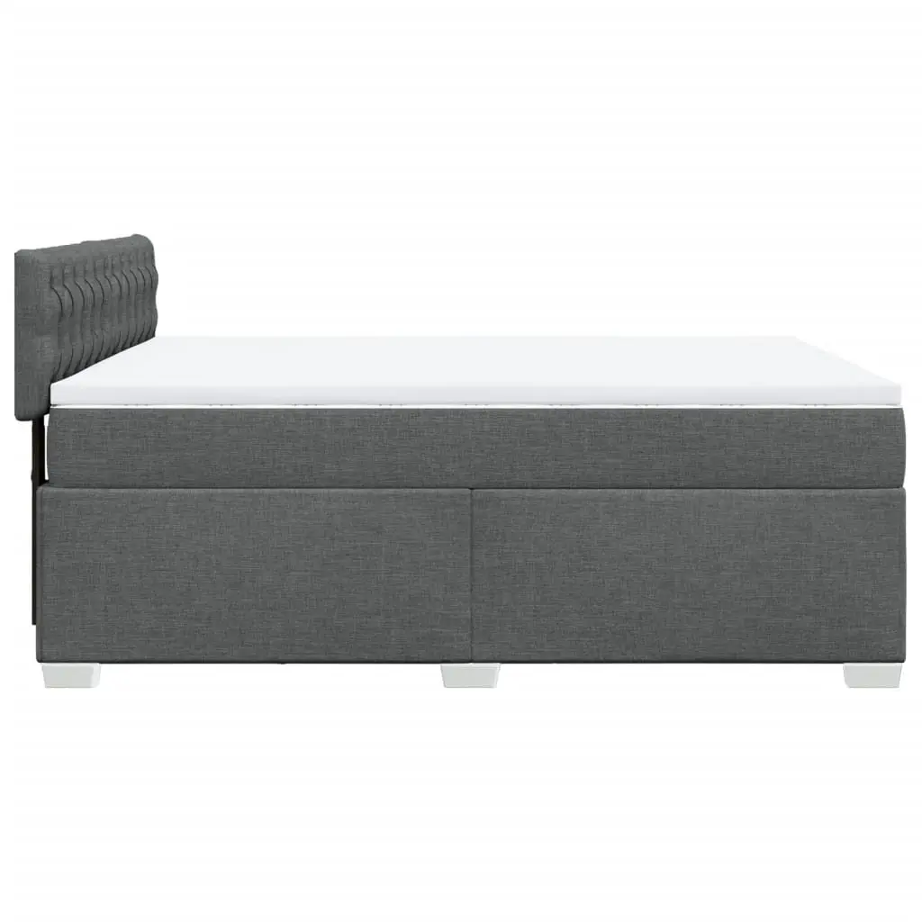 Double Box Spring Bed Black Double Pocket Sprung Mattress Fabric Frame Slats