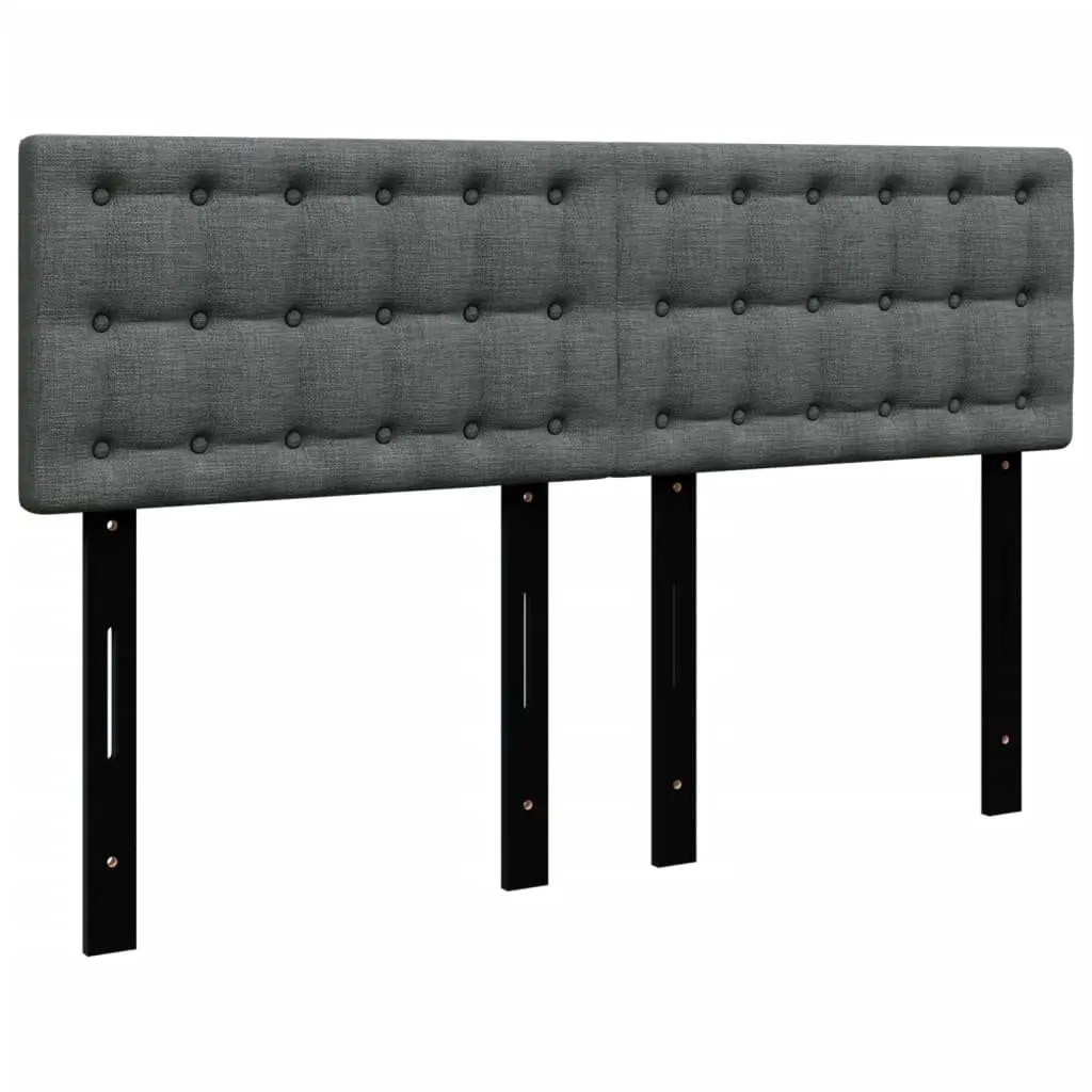 Double Box Spring Bed Black Fabric Frame with Pocket Spring Mattress and Removable Topper