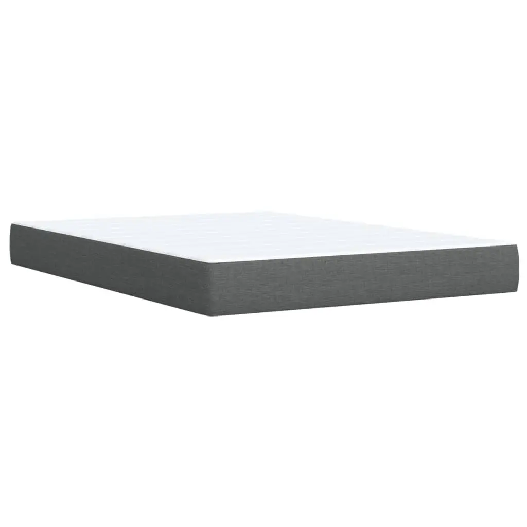 Double Box Spring Bed Black Fabric Frame with Pocket Spring Mattress and Removable Topper