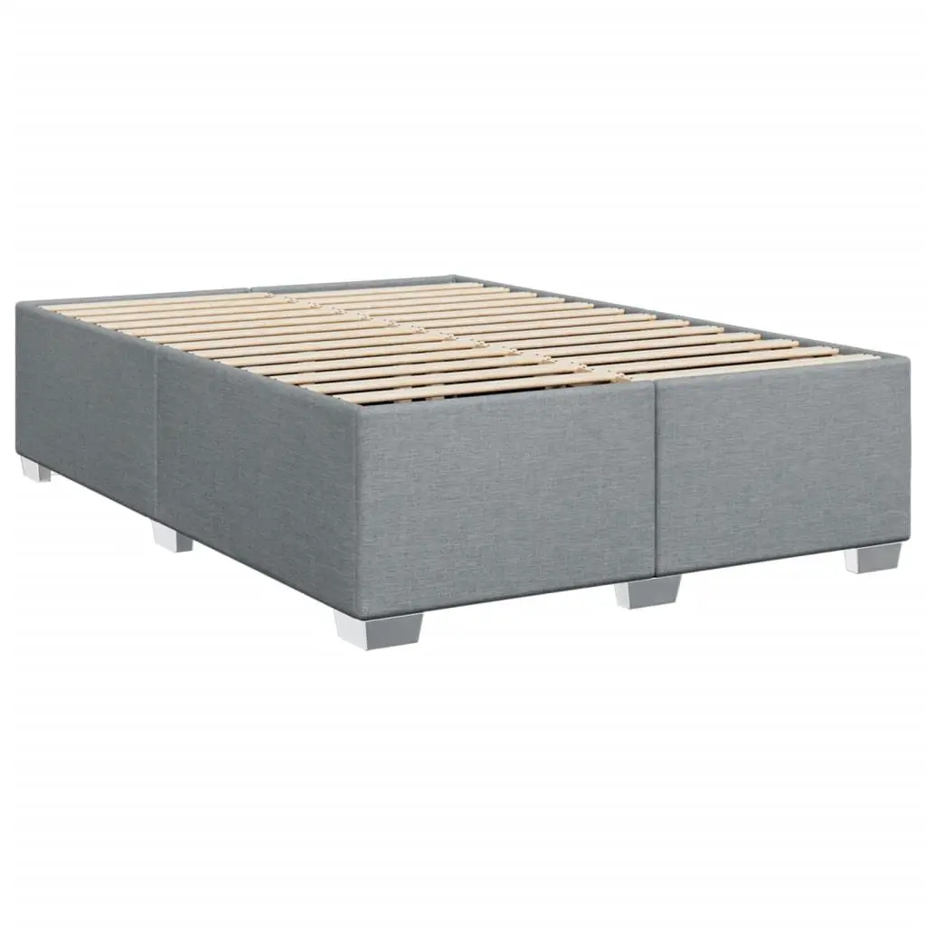Queen Bed Grey Fabric Pocket Spring Mattress Slatted Base