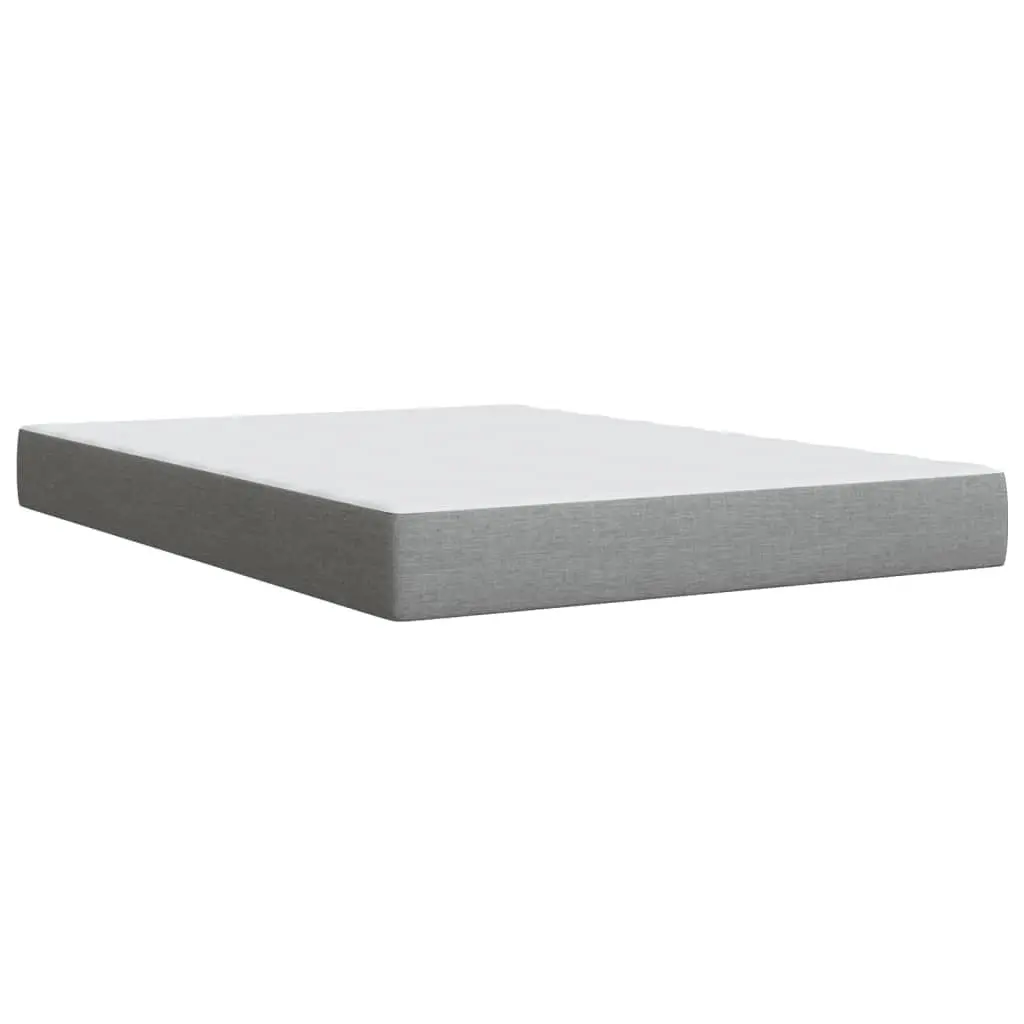 Queen Bed Grey Fabric Pocket Spring Mattress Slatted Base