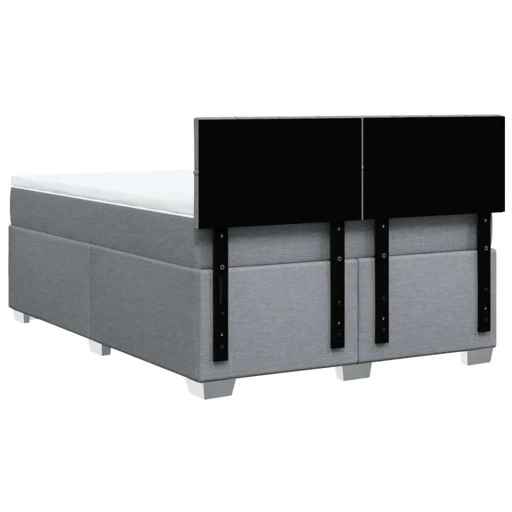 Queen Bed Grey Fabric Pocket Spring Mattress Slatted Base