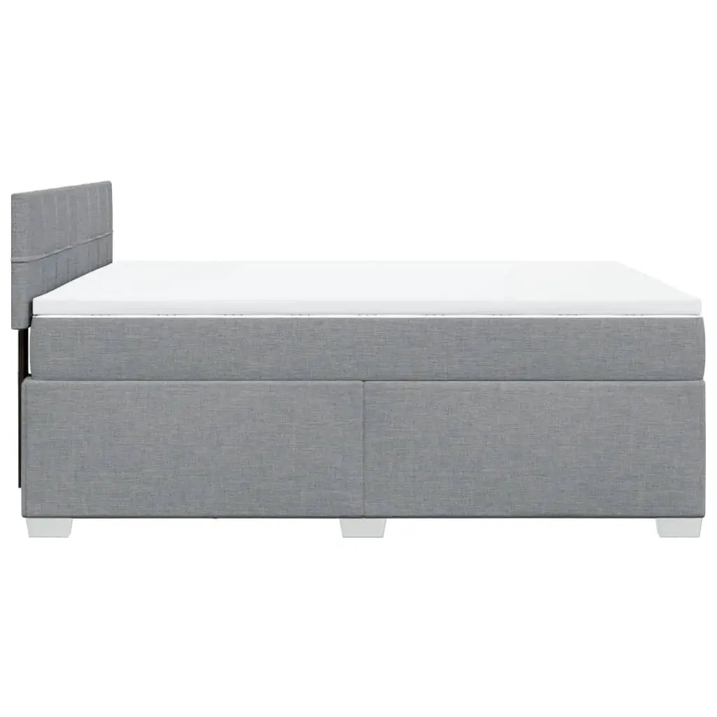 Queen Bed Grey Fabric Pocket Spring Mattress Slatted Base