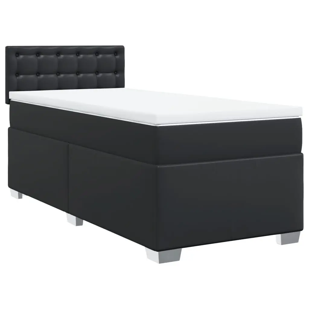 Box Spring Bed Black King Single Pocket Sprung Mattress Faux Leather Frame