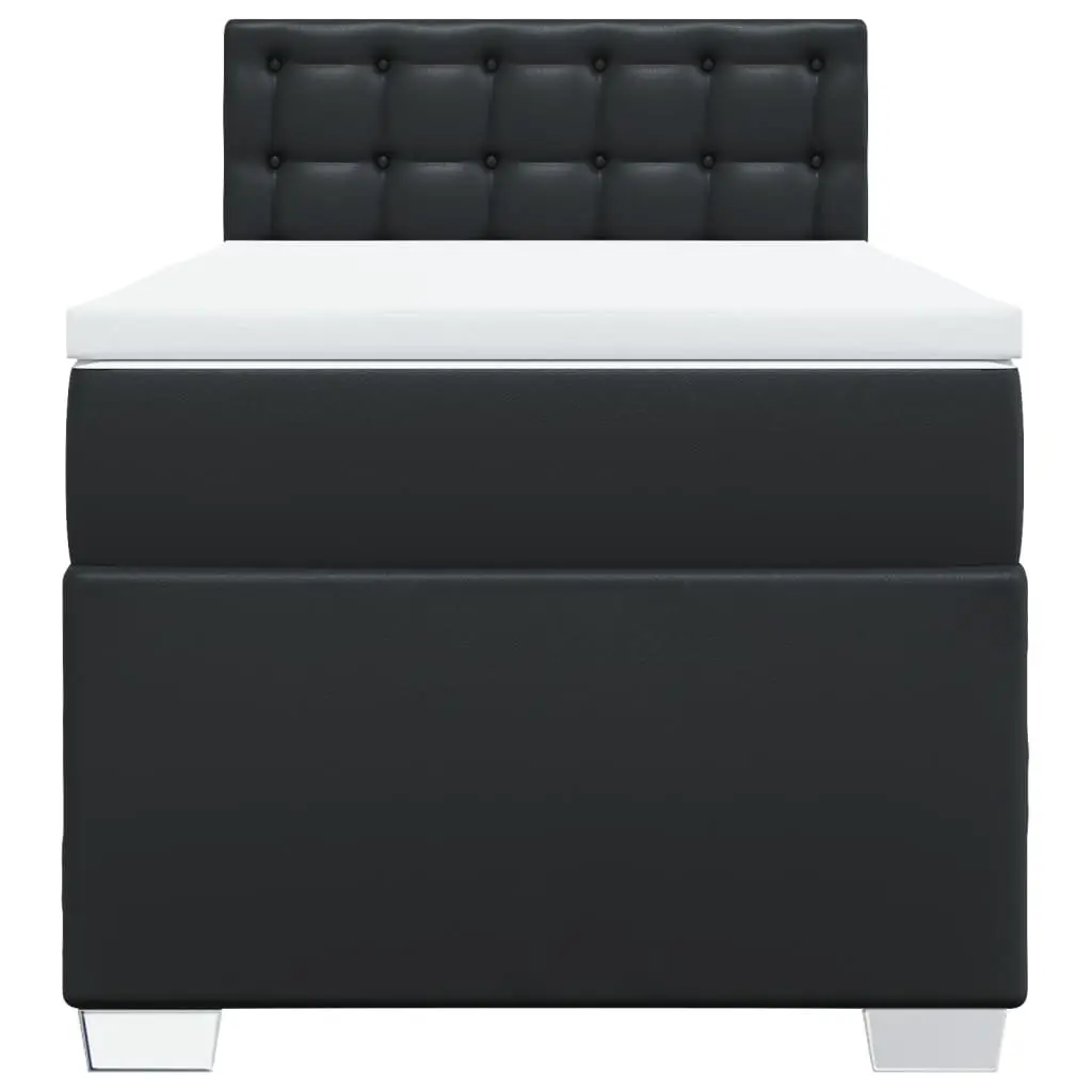 Box Spring Bed Black King Single Pocket Sprung Mattress Faux Leather Frame
