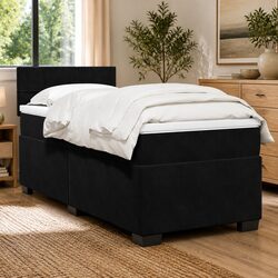 Box Spring Bed with Velvet Frame