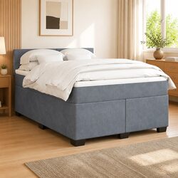 Box Spring Bed with Pocket Spring Mattress Double Velvet Upholstered Frame
