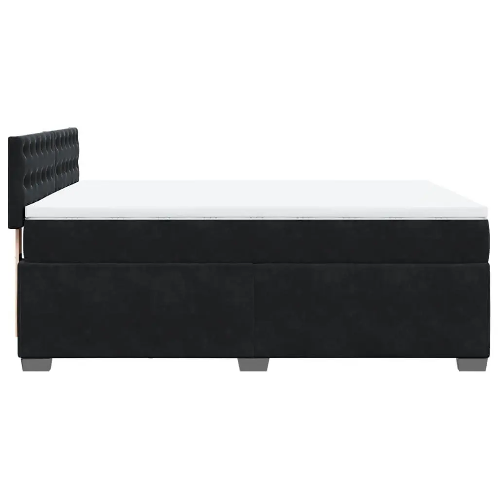 Box Spring Bed Grey Double Velvet Upholstered with Pocket Spring Mattress Slatted Base
