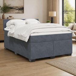 Elegant Box Spring Bed with Pocket Spring Mattress in Black Velvet