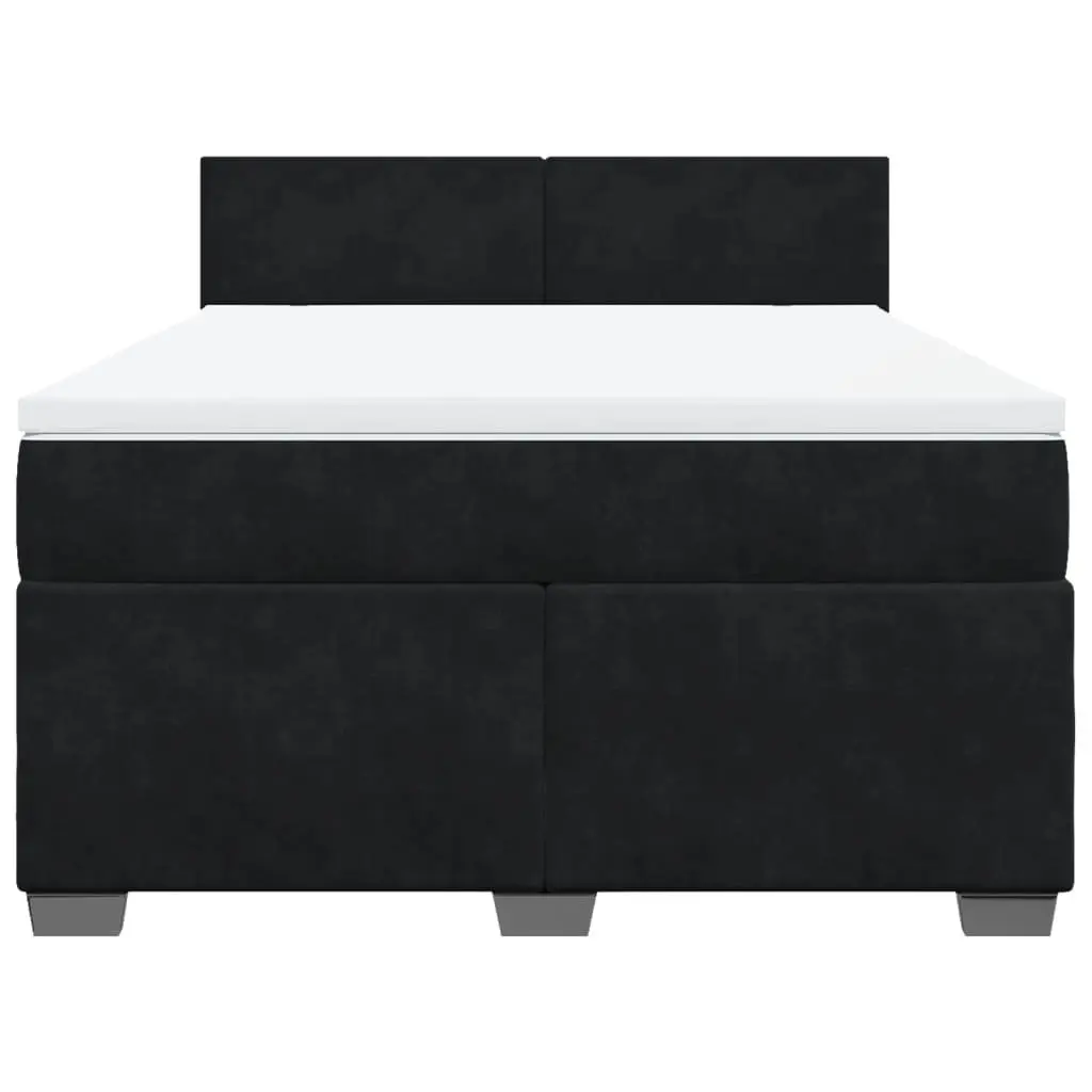 Queen Bed Grey Velvet Upholstered Frame Pocket Spring Mattress