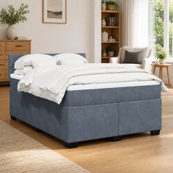 Queen Velvet Box Spring Bed with Integrated Pocket Spring