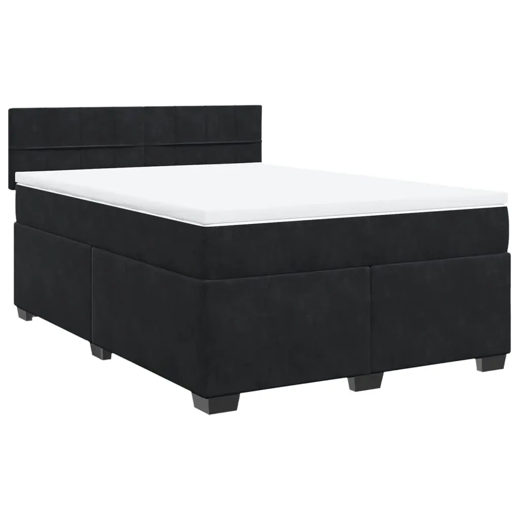 Queen Bed Grey Velvet Upholstered Frame Pocket Spring Mattress