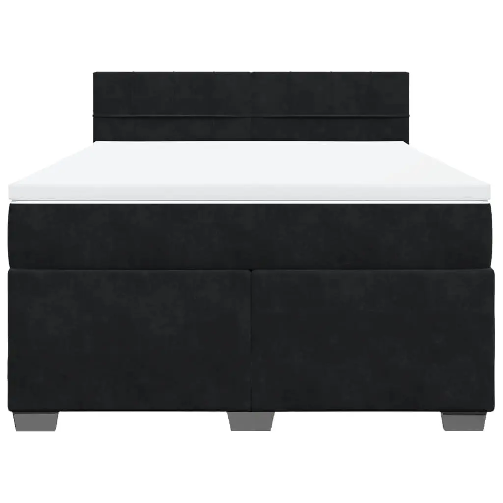Queen Bed Grey Velvet Upholstered Frame Pocket Spring Mattress