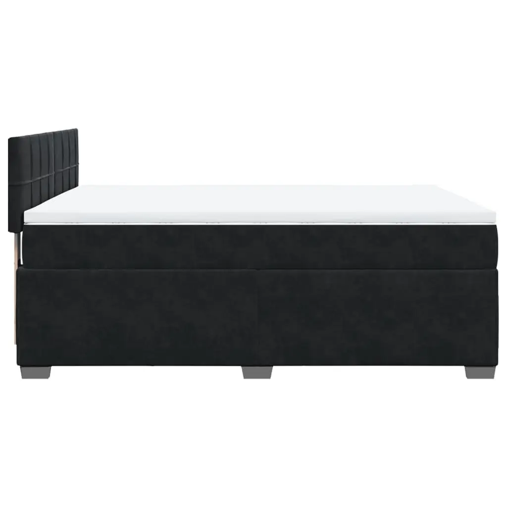 Queen Bed Grey Velvet Upholstered Frame Pocket Spring Mattress