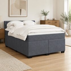 Concise Design of Queen Velvet Upholstered Box Spring Bed