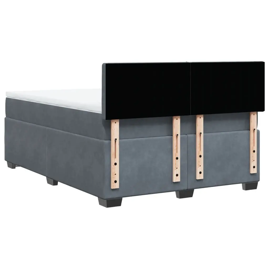 Queen Bed Frame Dark Grey Velvet Pocket Spring Mattress Topper
