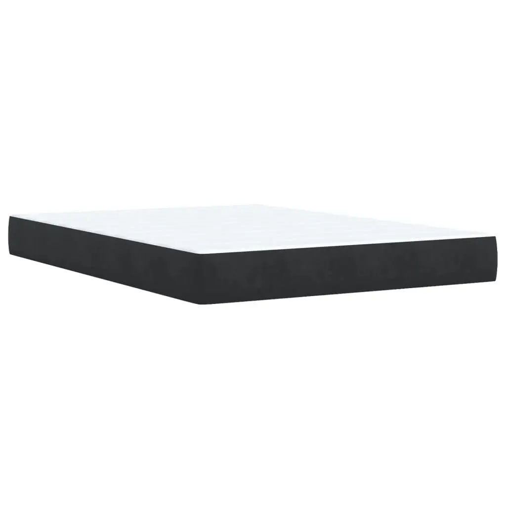 Queen Box Spring Bed Grey Velvet Upholstered Frame Slat Base Pocket Spring Mattress