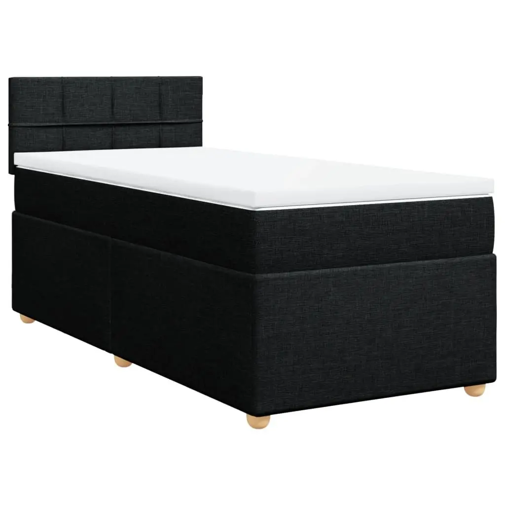 Box Spring Bed King Single Black Fabric Pocket Spring Mattress