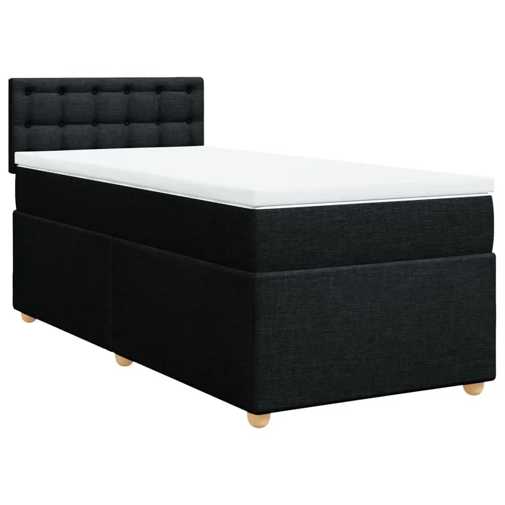 Box Spring Bed Black King Single Pocket Spring Mattress with Removable Topper