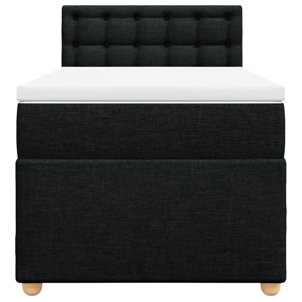 Box Spring Bed Black King Single Pocket Spring Mattress with Removable Topper