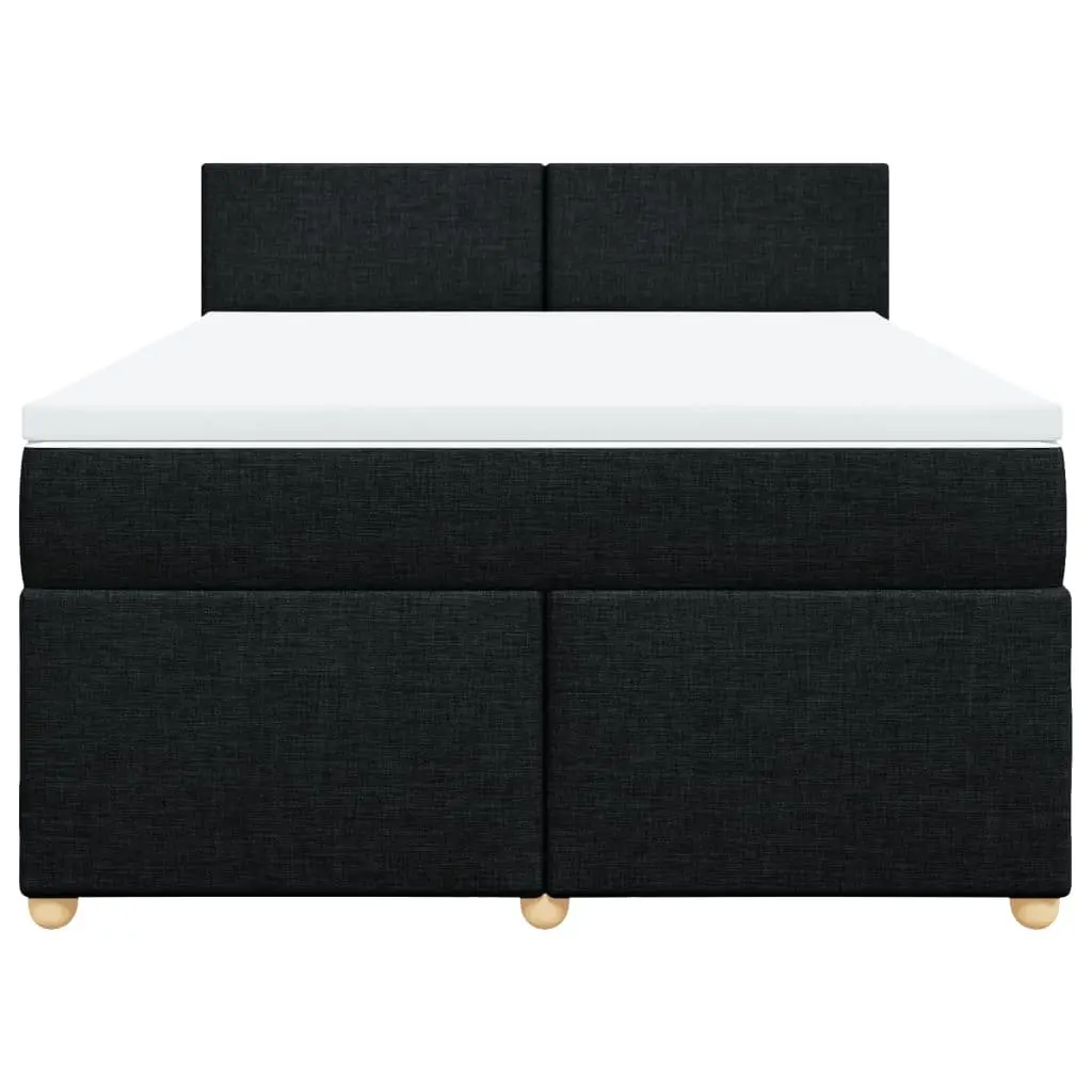 Double Box Spring Bed Black Double Pocket Spring Mattress with Topper