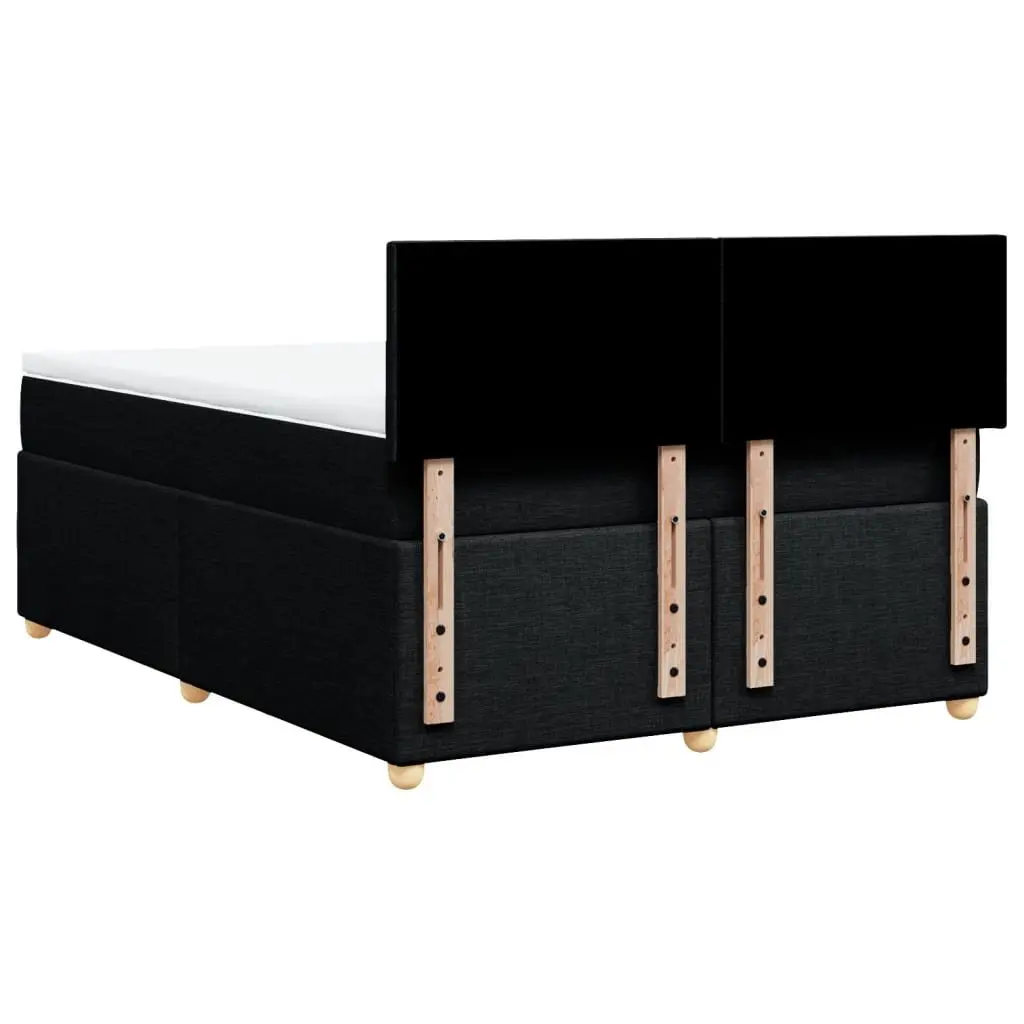 Double Box Spring Bed Black Double Pocket Spring Mattress with Topper