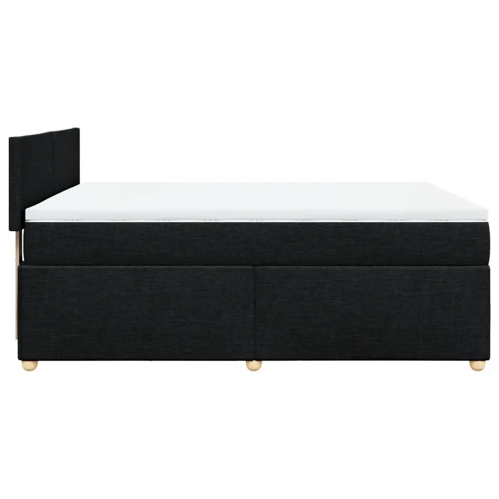 Double Box Spring Bed Black Double Pocket Spring Mattress with Topper