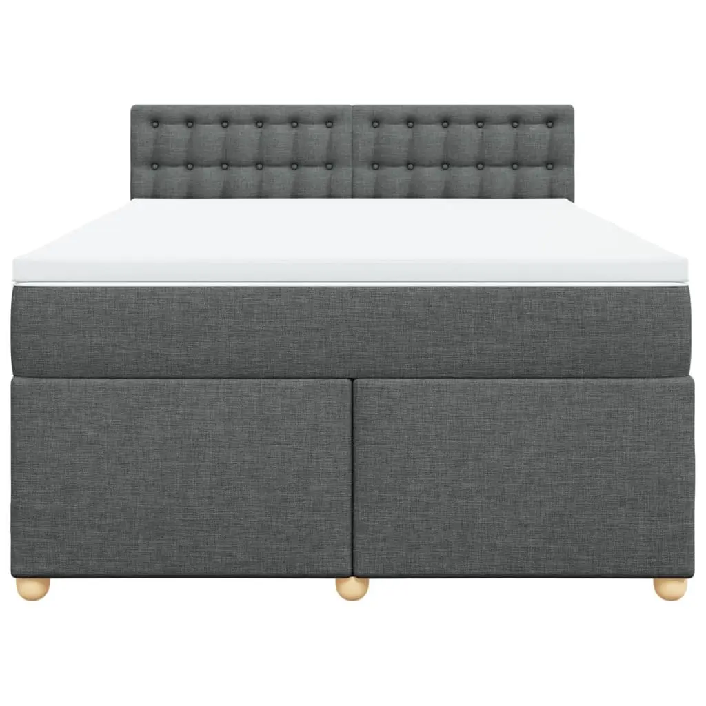 Queen Bed Dark Grey Pocket Spring Mattress with Slatted Base
