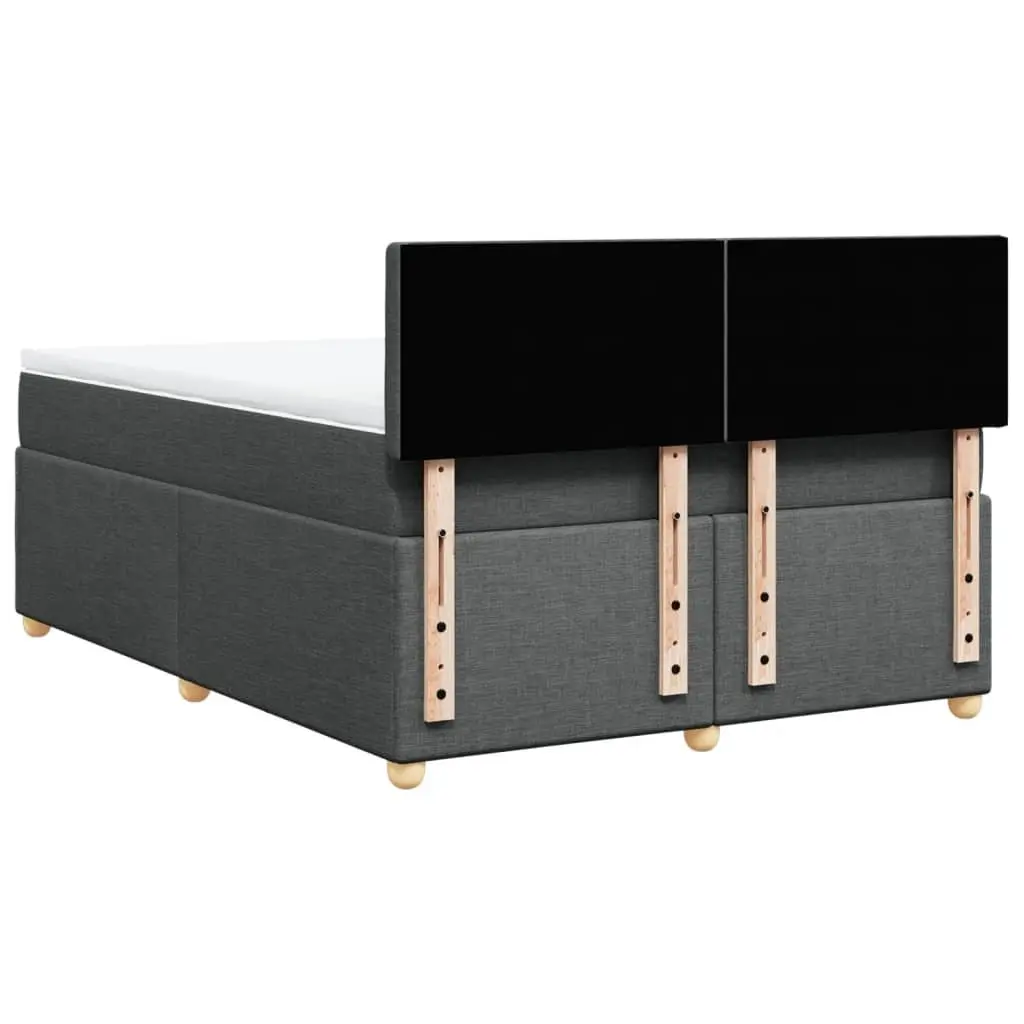 Queen Bed Dark Grey Pocket Spring Mattress with Slatted Base