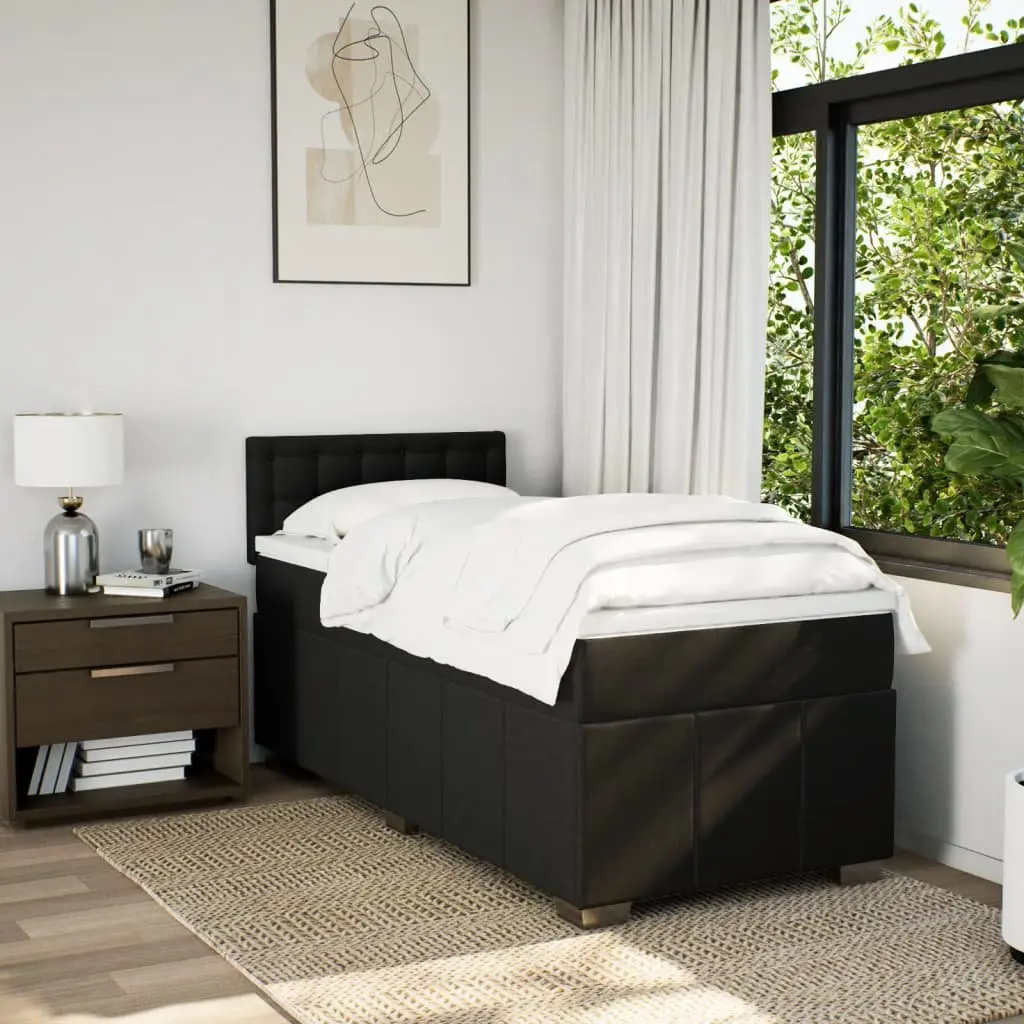 Box Spring Bed Black King Single Pocket Spring Mattress Slatted Frame