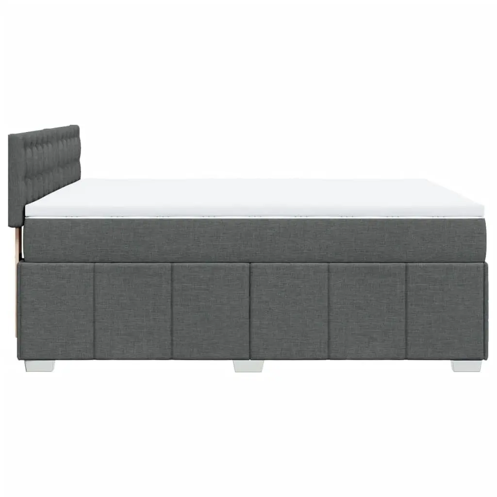Double Bed Black Fabric Slatted Frame Pocket Spring Mattress with Removable Cover