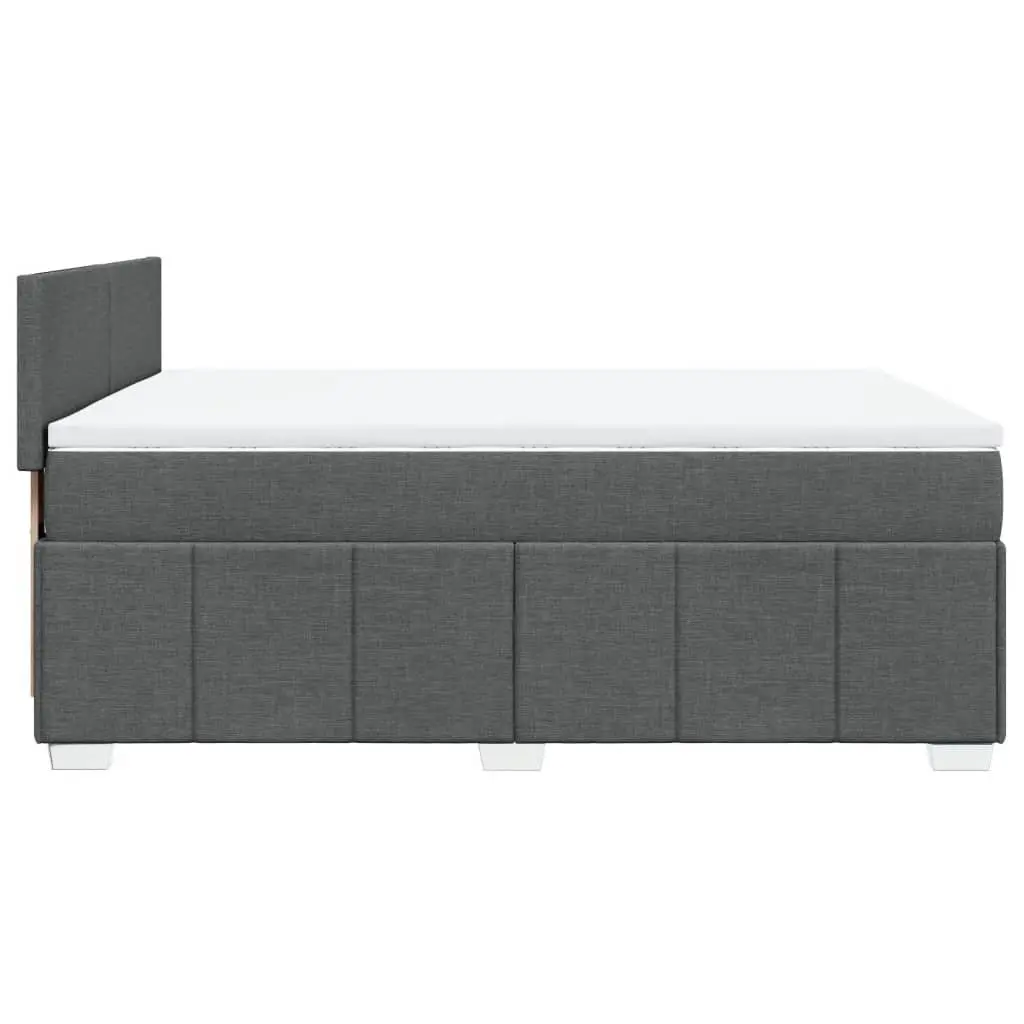 Queen Bed Grey Upholstered Fabric Frame Pocket Sprung Mattress