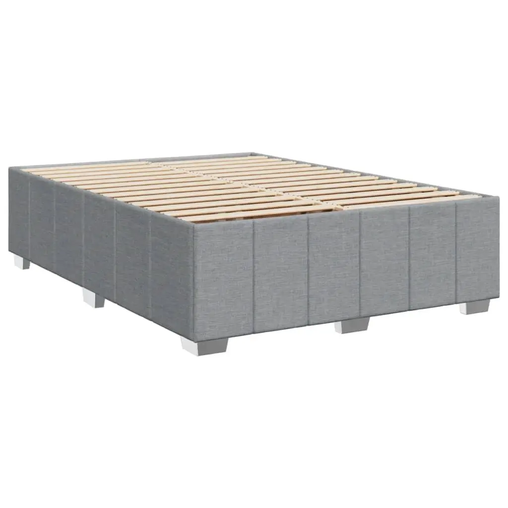 Queen Box Spring Bed Dark Grey Polyester Fabric Pocket Spring Mattress with Removable Topper