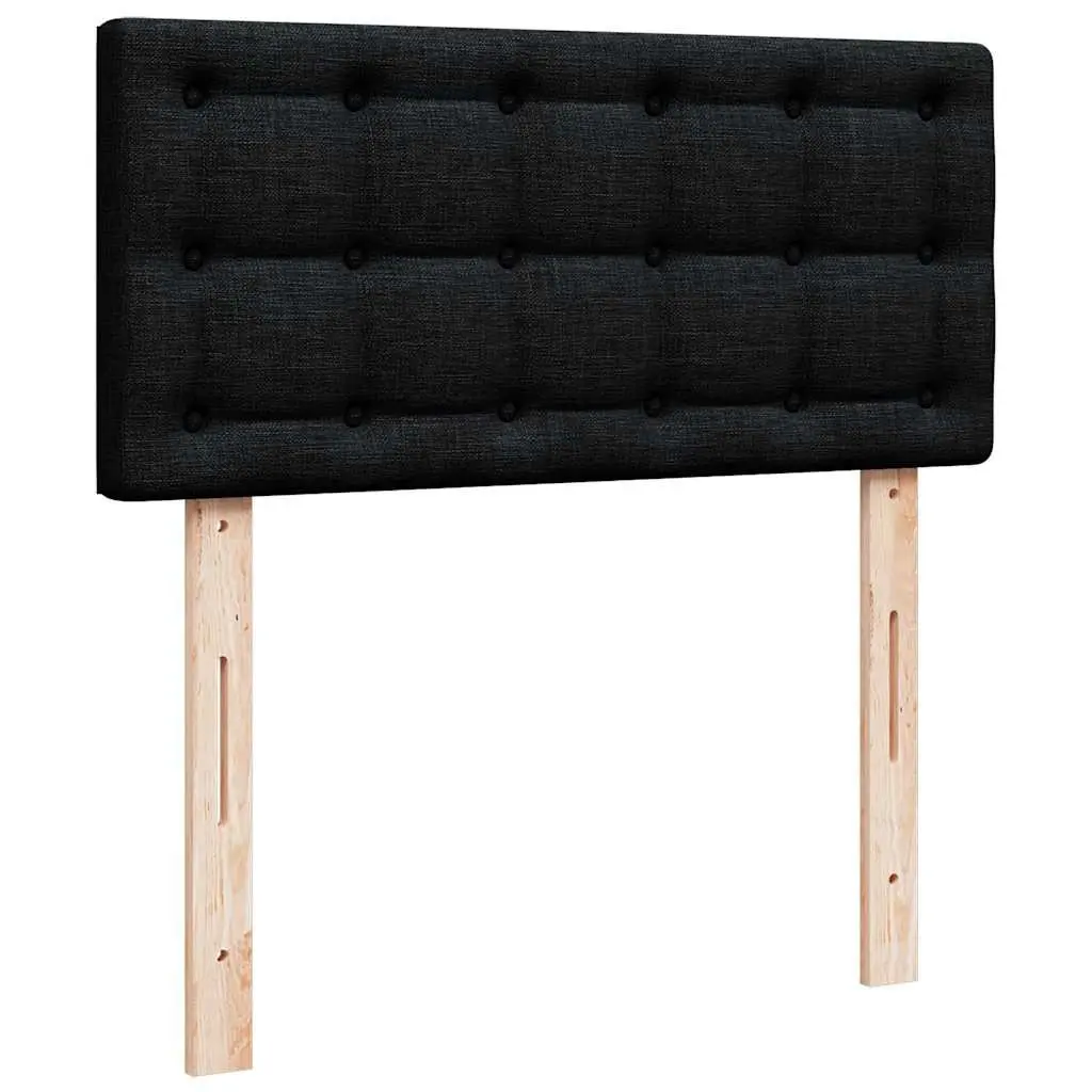 King Single Bed Black Fabric Frame Pocket Spring Mattress Slatted Base