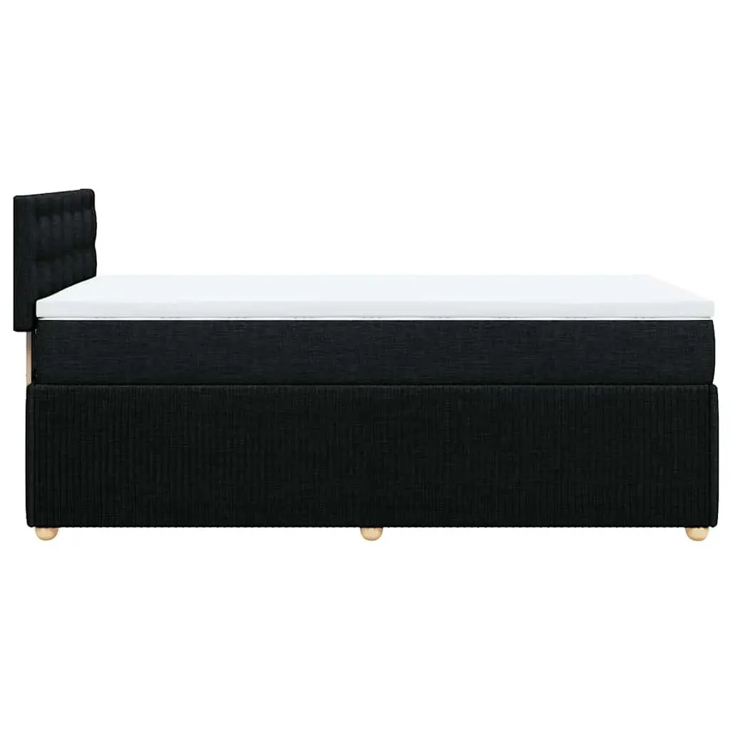 King Single Bed Black Fabric Frame Pocket Spring Mattress Slatted Base