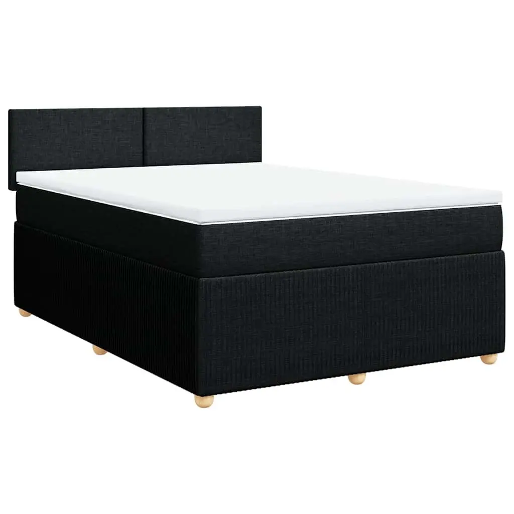 Double Bed Black Fabric Pocket Spring Mattress with Removable Topper