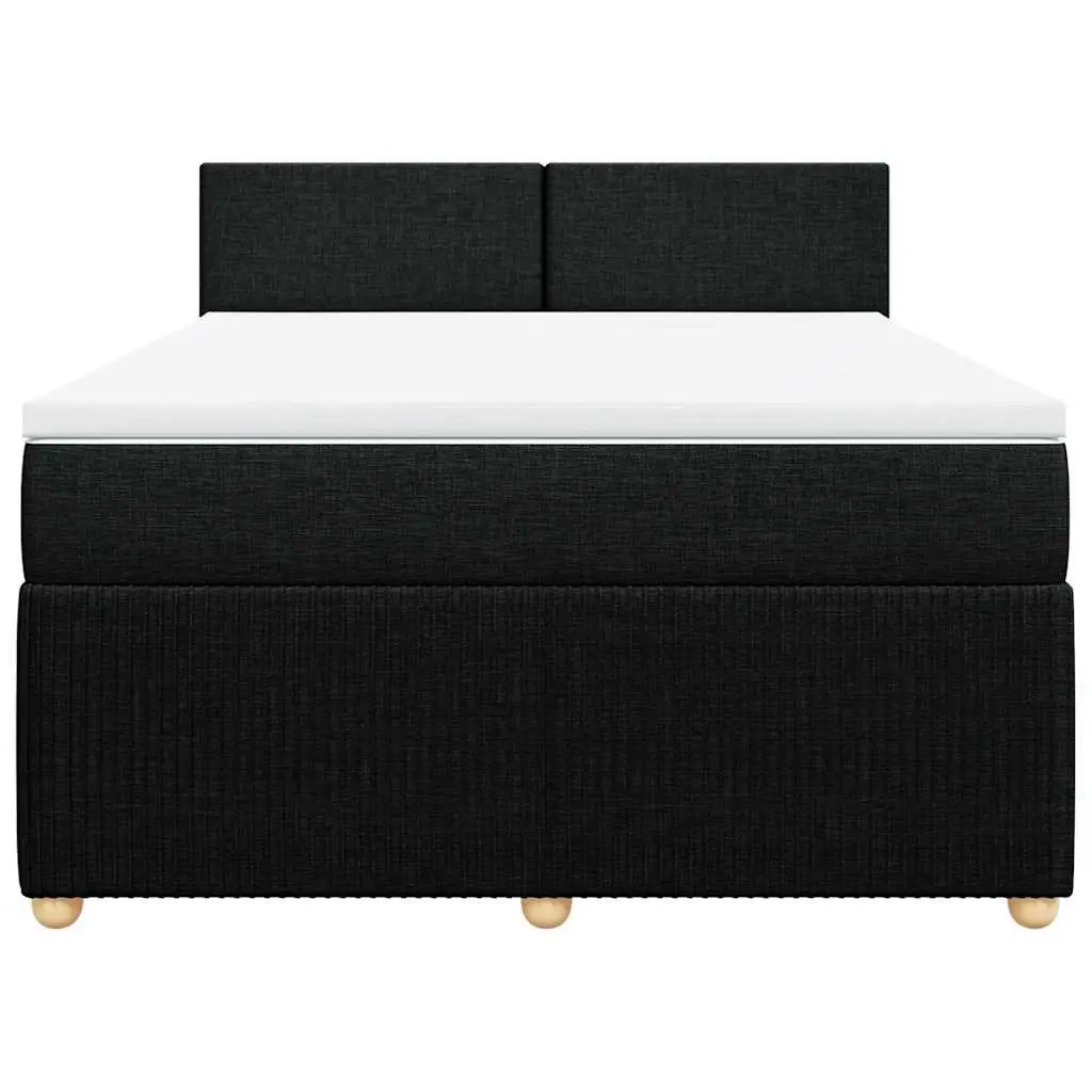 Double Bed Black Fabric Pocket Spring Mattress with Removable Topper