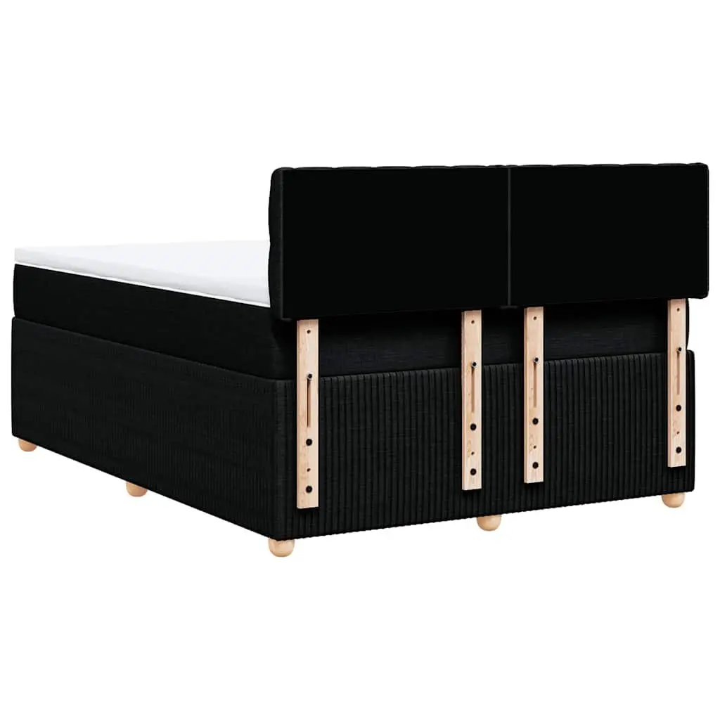 Double Box Spring Bed Black Fabric Double Pocket Spring Mattress