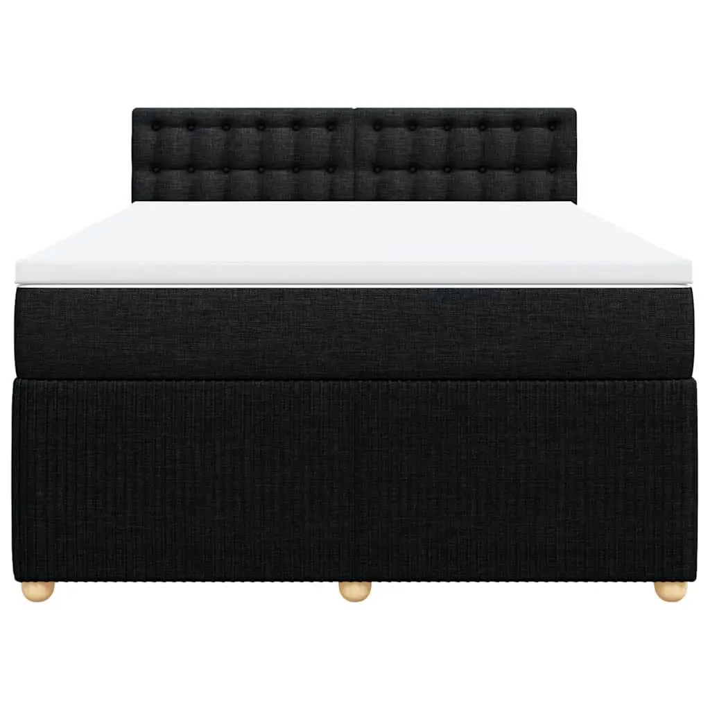 Double Bed Frame with Black Fabric Pocket Spring Mattress and Integrated Slats