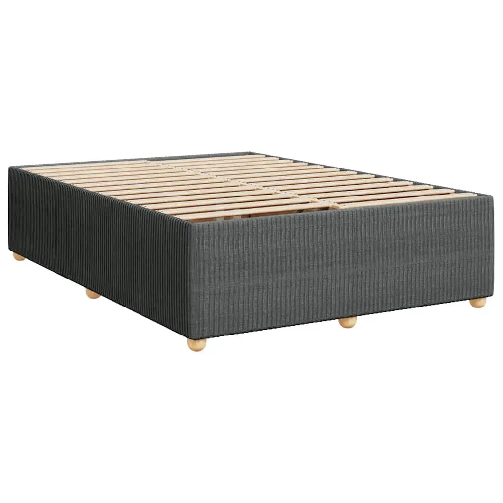 Queen Bed Frame Grey Fabric Pocket Spring Mattress Slats
