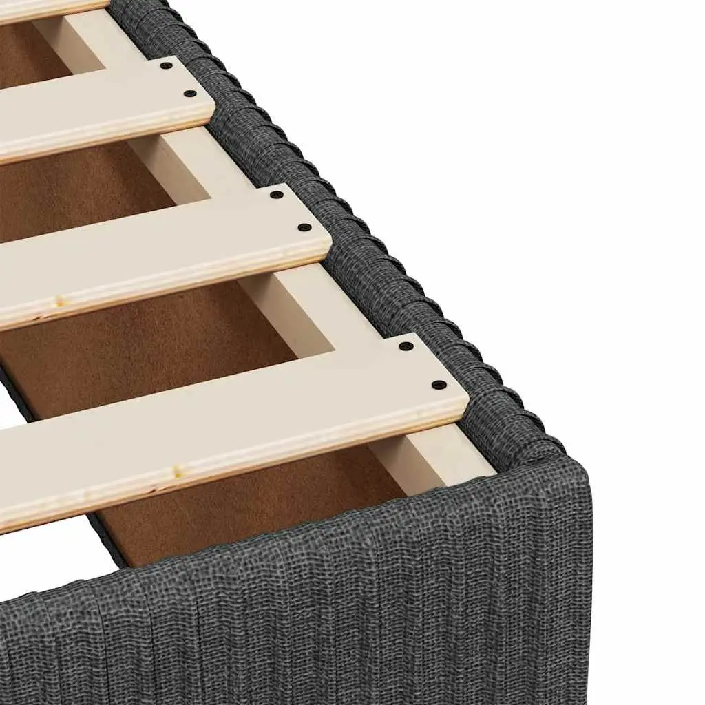 Queen Box Spring Bed Dark Grey Fabric Pocket Spring Mattress Slatted Base