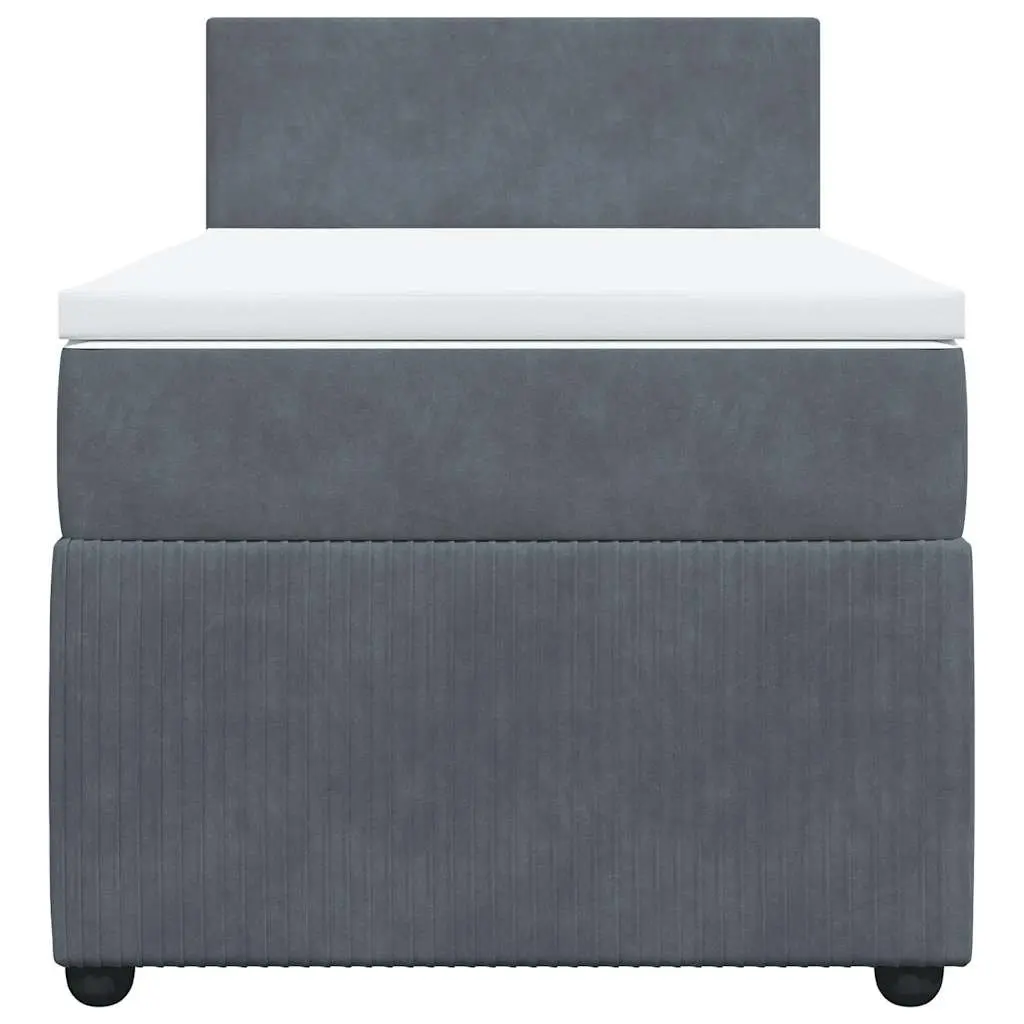 Box Spring Bed Grey Velvet King Single Pocket Spring Mattress