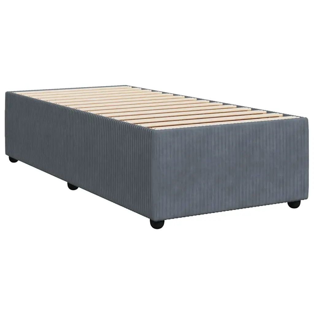 Box Spring Bed Grey King Single Pocket Spring Mattress Velvet Upholstery