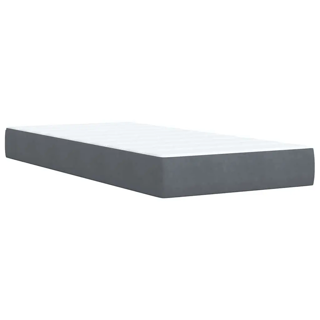 Box Spring Bed Grey King Single Pocket Spring Mattress Velvet Upholstery