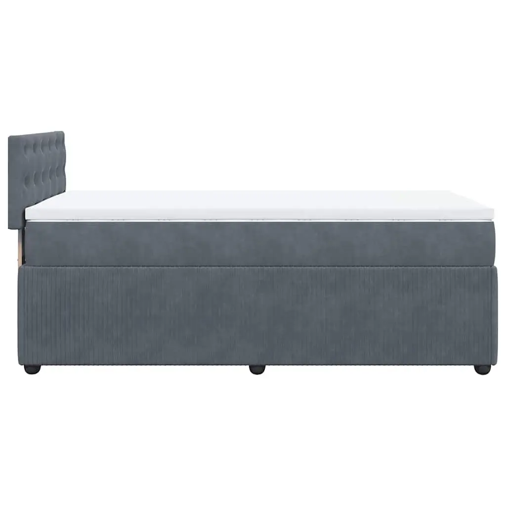 Box Spring Bed Grey King Single Pocket Spring Mattress Velvet Upholstery