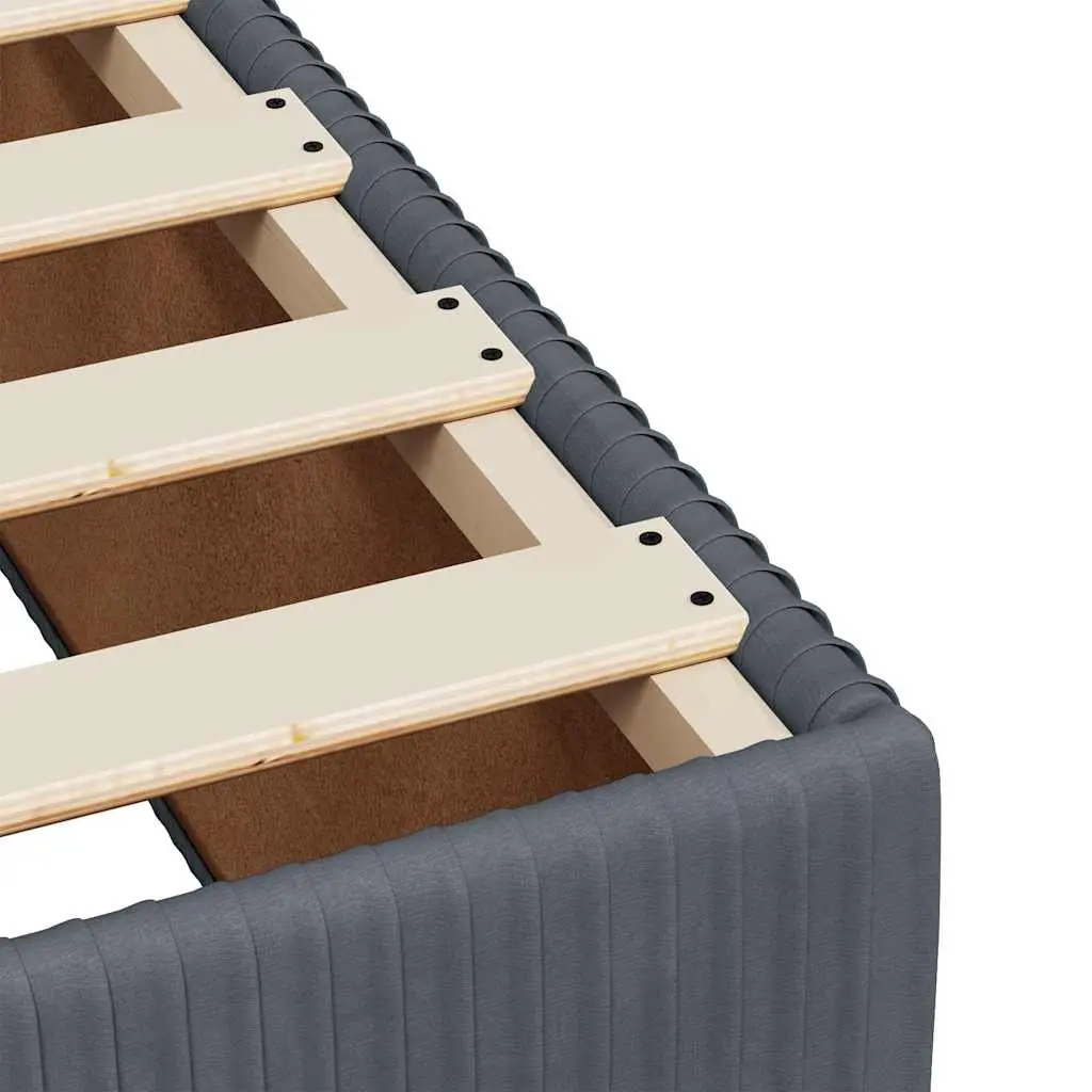 Double Box Spring Bed Frame Grey Velvet Upholstered Pocket Spring Mattress with Removable Topper