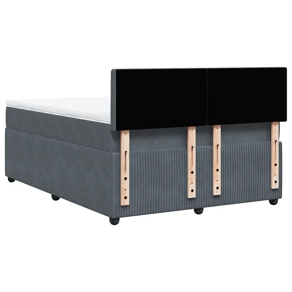 Double Bed Grey Velvet Pocket Spring Mattress Upholstered Frame