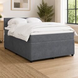 Concise Queen Bed with Velvet Pocket Spring Mattress